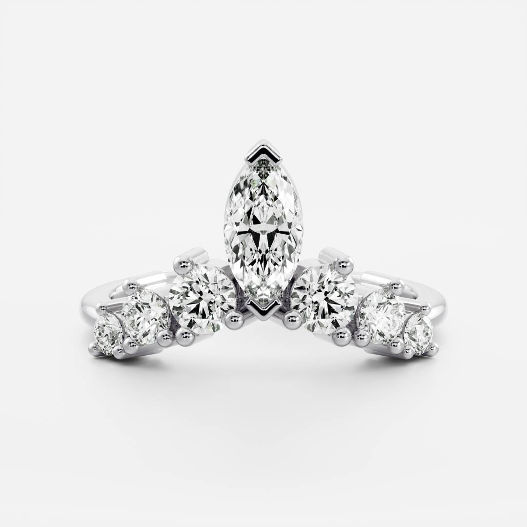 Graduated Diamond Curved Band- 0.66 CT Round Lab Grown Diamond Wedding BandGraduated Diamond Curved Band- 0.66 CT Round Lab Grown Diamond Wedding Band - Side view