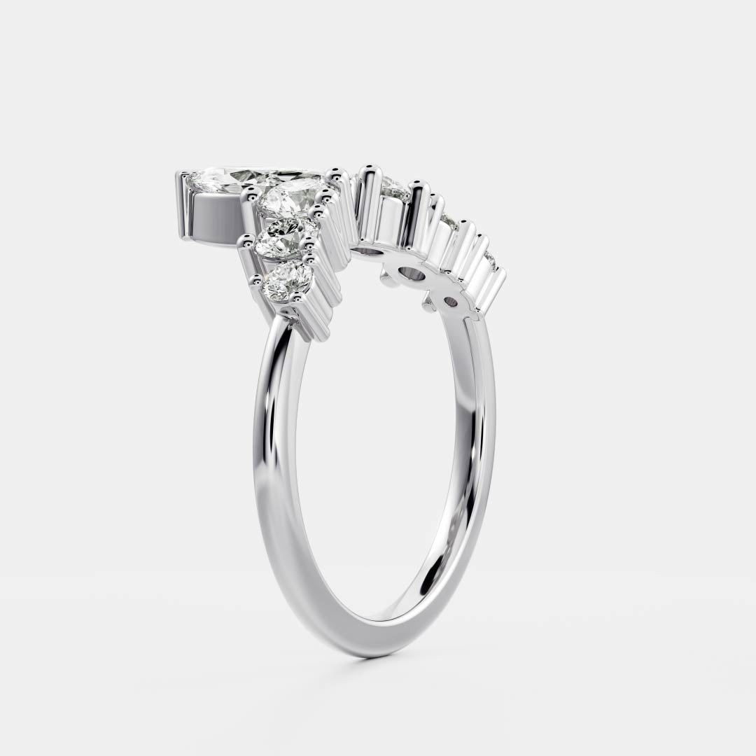 Graduated Diamond Curved Band- 0.66 CT Round Lab Grown Diamond Wedding BandGraduated Diamond Curved Band- 0.66 CT Round Lab Grown Diamond Wedding Band - Back view