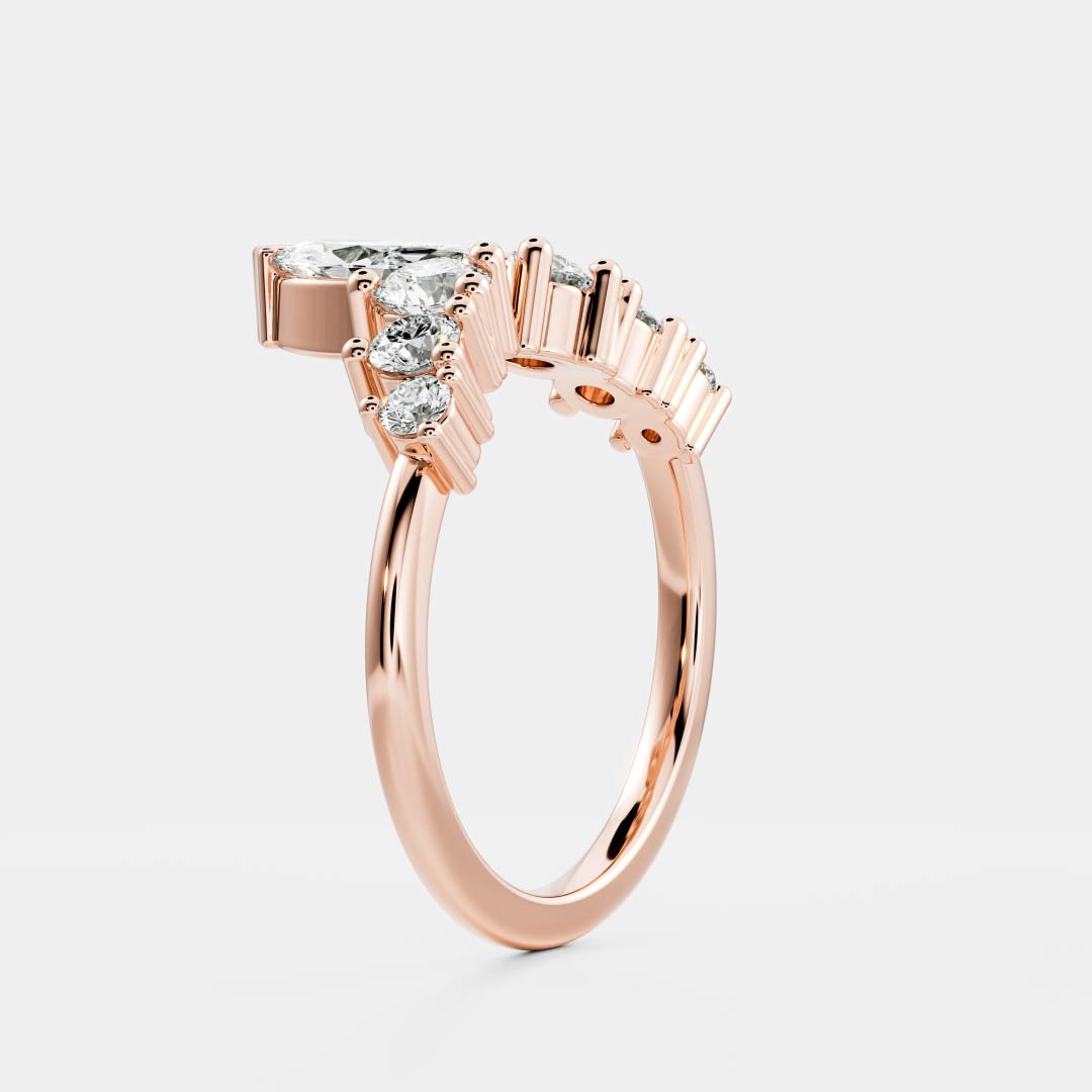 Graduated Diamond Curved Band- 0.66 CT Round Lab Grown Diamond Wedding BandGraduated Diamond Curved Band- 0.66 CT Round Lab Grown Diamond Wedding Band - On model