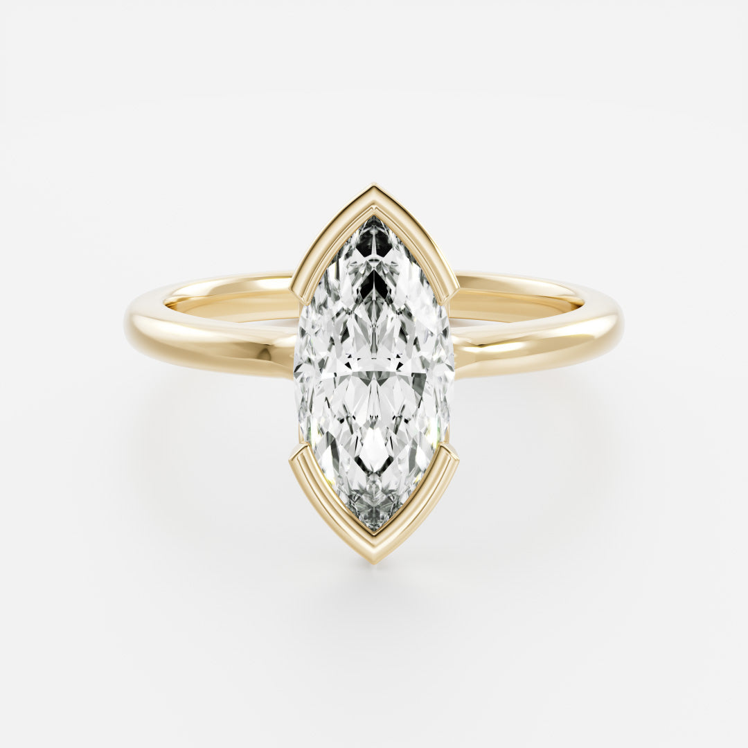 Half Bezel Cathedral- 1.5 CT Marquise Moissanite Engagement RingHalf Bezel Cathedral- 1.5 CT Marquise Moissanite Engagement Ring - Front view