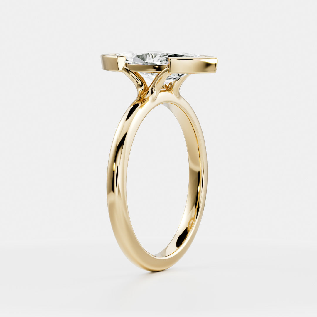 Half Bezel Cathedral- 1.5 CT Marquise Moissanite Engagement RingHalf Bezel Cathedral- 1.5 CT Marquise Moissanite Engagement Ring - Front view