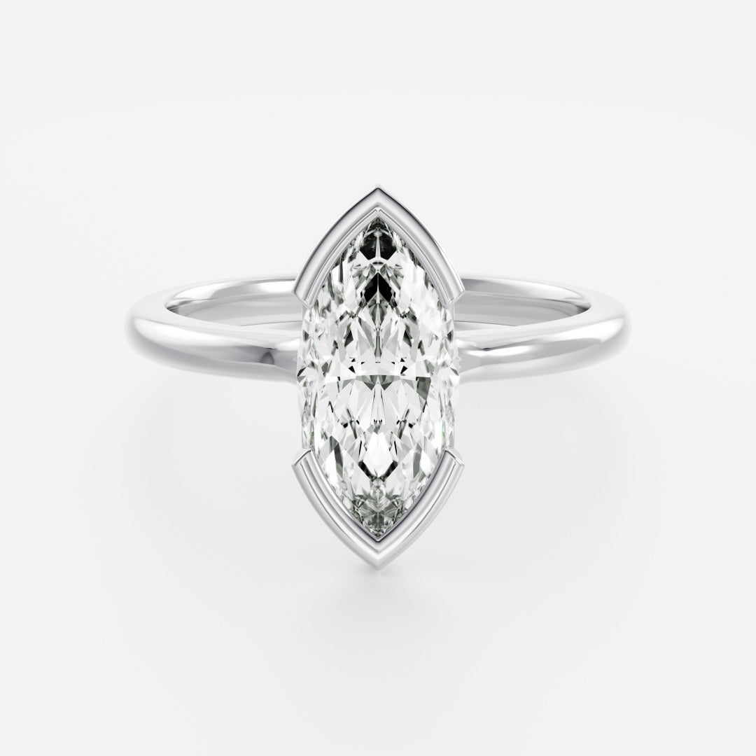 Half Bezel Cathedral- 1.5 CT Marquise Moissanite Engagement RingHalf Bezel Cathedral- 1.5 CT Marquise Moissanite Engagement Ring - Back view
