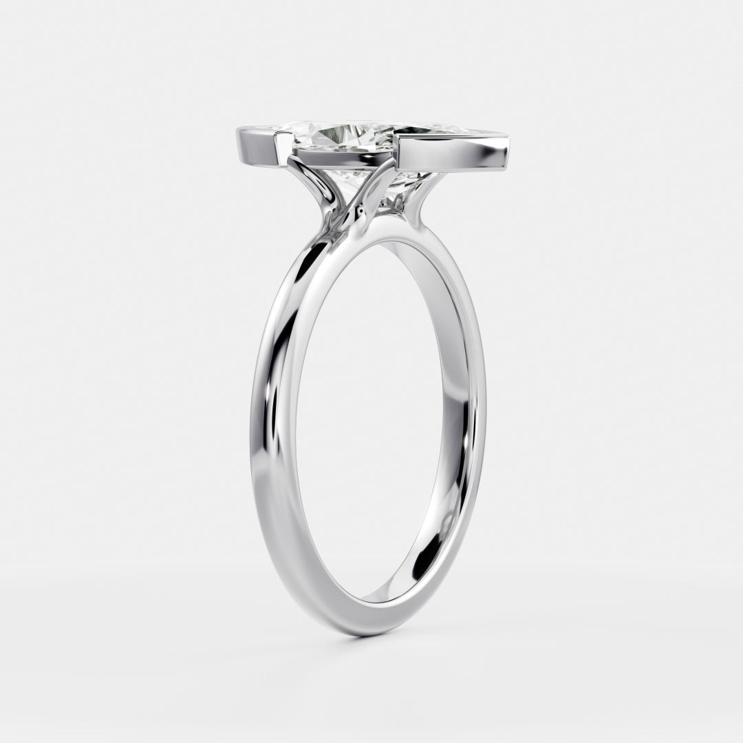 Half Bezel Cathedral- 1.5 CT Marquise Moissanite Engagement RingHalf Bezel Cathedral- 1.5 CT Marquise Moissanite Engagement Ring - Detail view