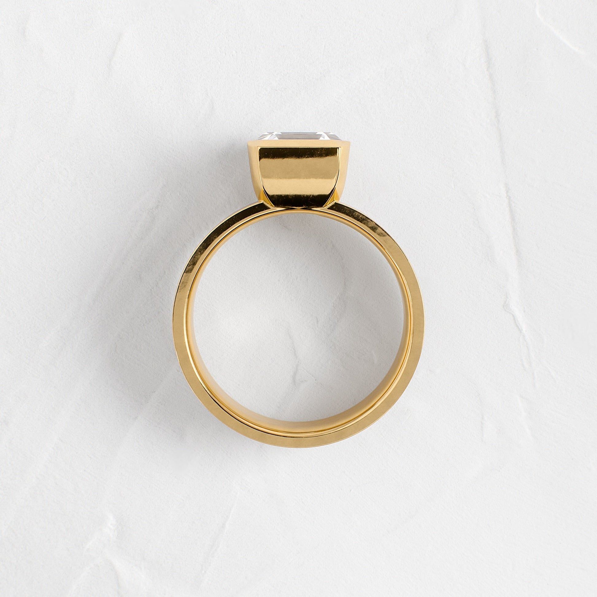 Half Bezel & Cigar Band-Asscher Lab Grown Diamond Engagement Ring - Back view