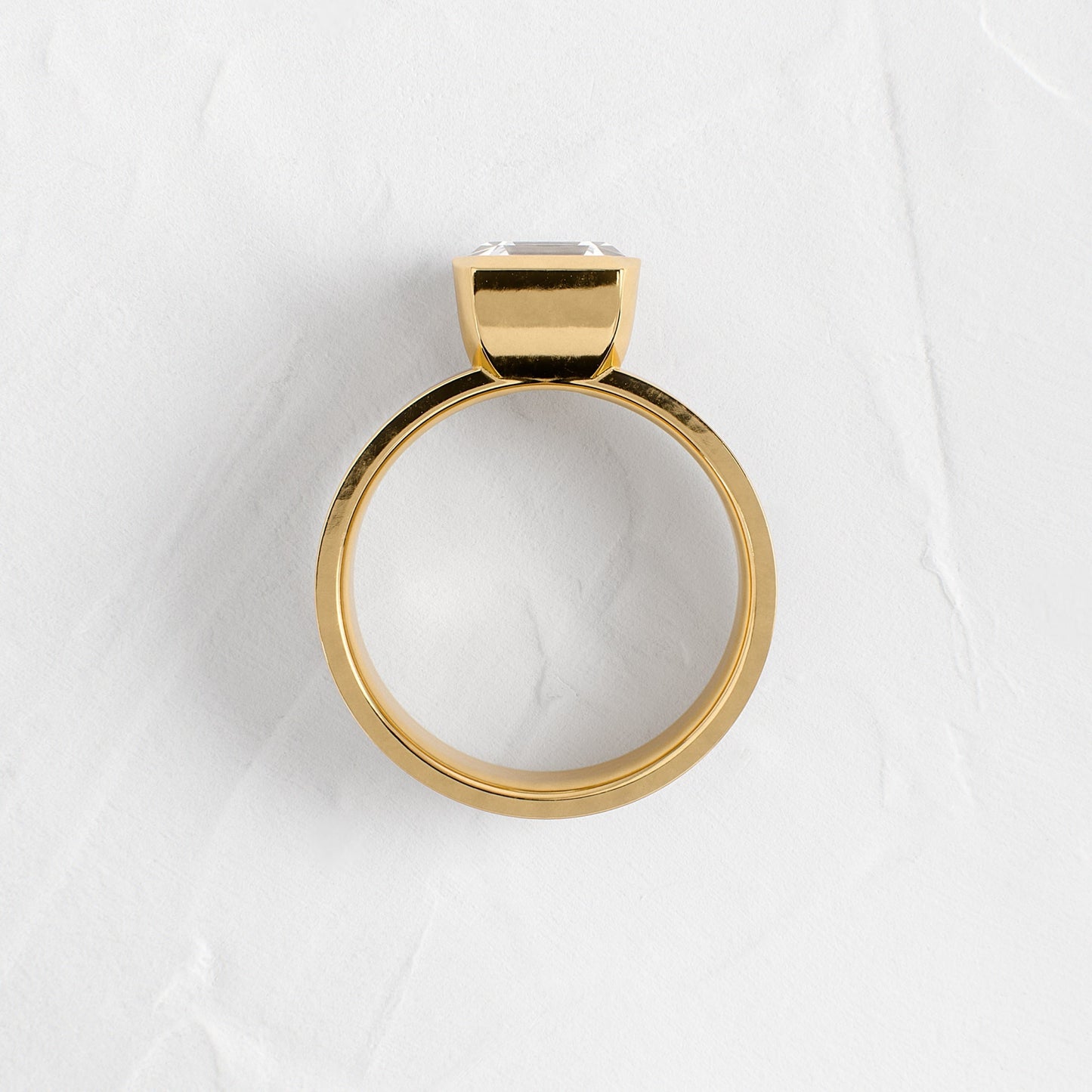 Half Bezel & Cigar Band-Asscher Lab Grown Diamond Engagement Ring - Back view