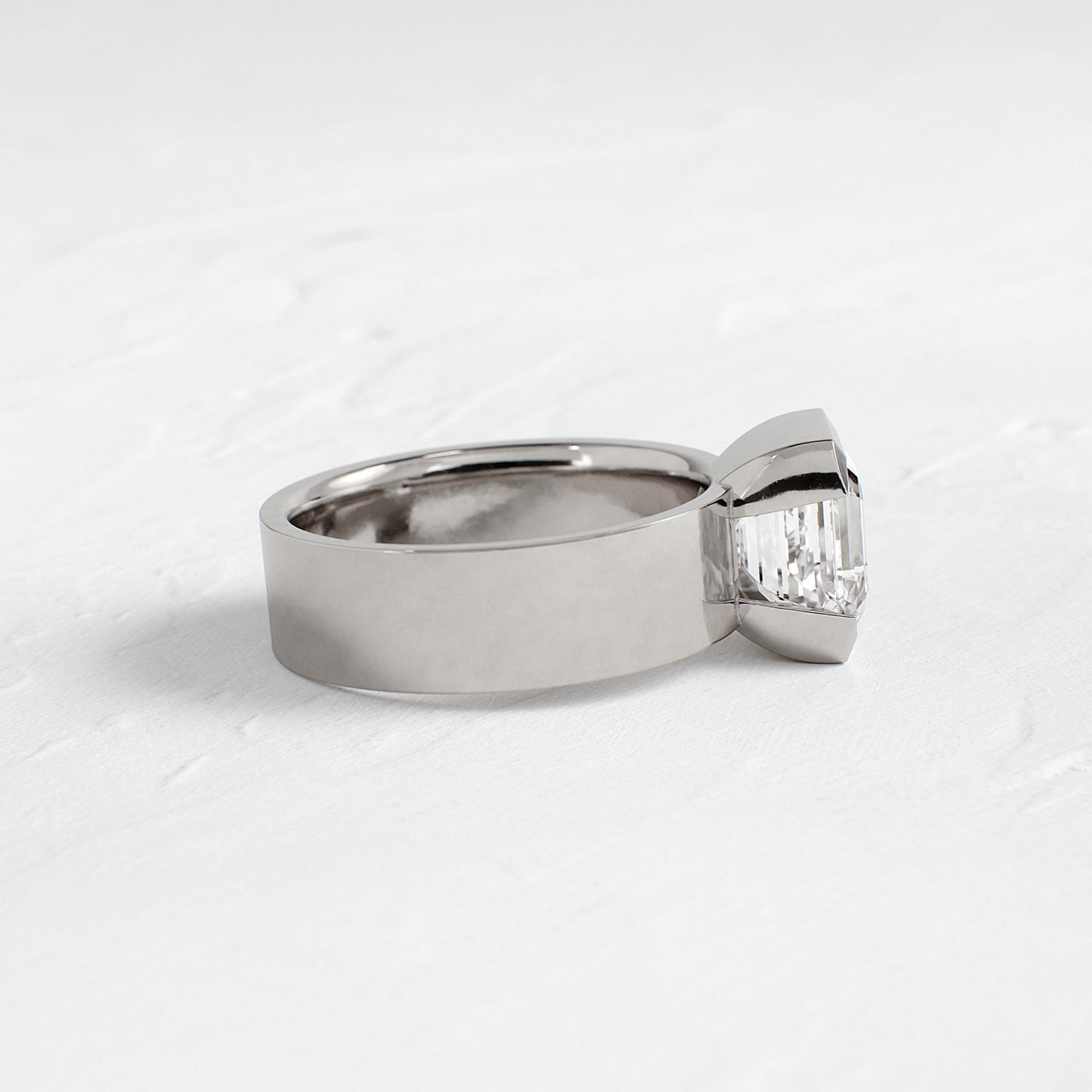 Half Bezel & Cigar Band-Asscher Lab Grown Diamond Engagement Ring - Lifestyle