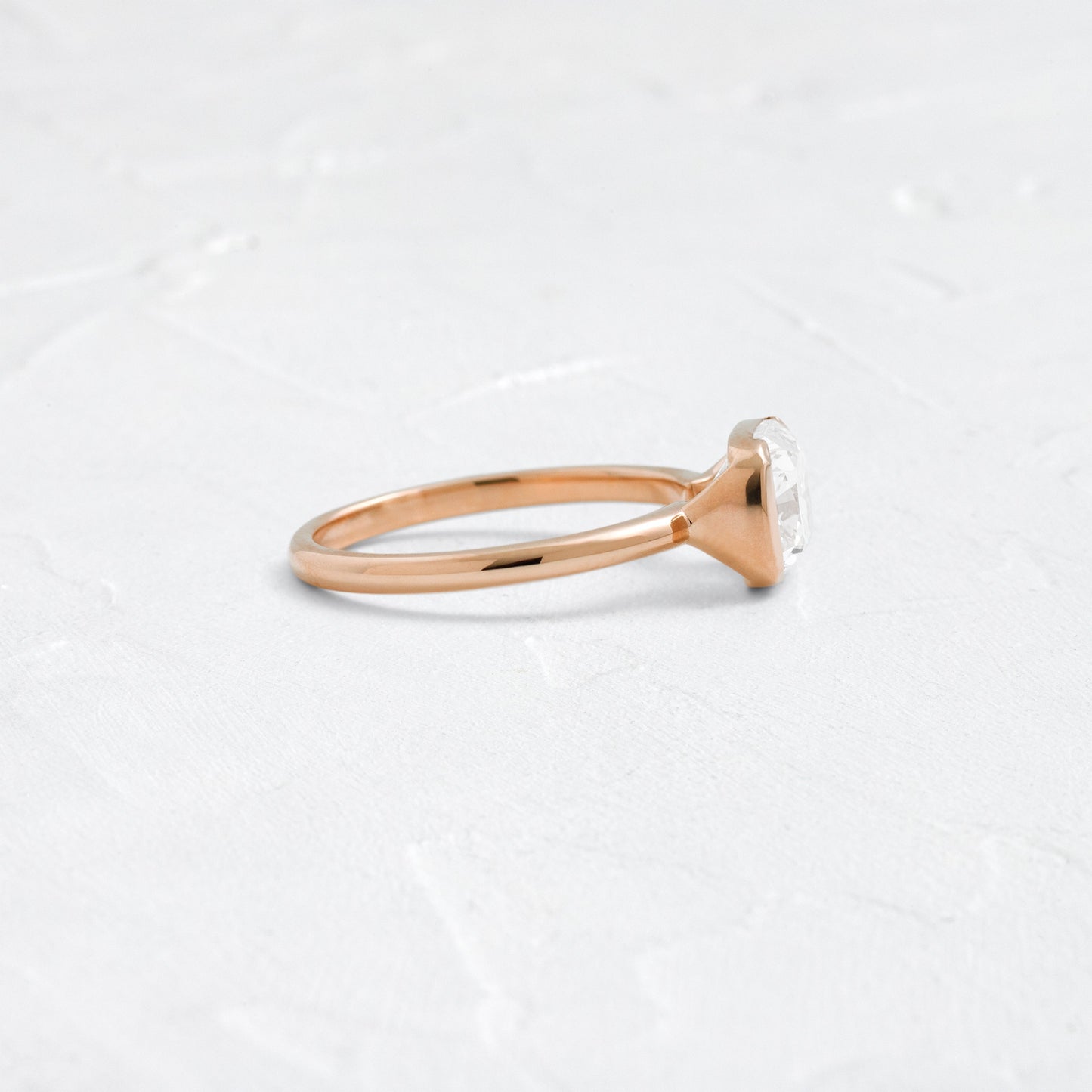 Half Bezel & East West-Elongated Cushion Lab Grown Diamond Engagement Ring - Detail view