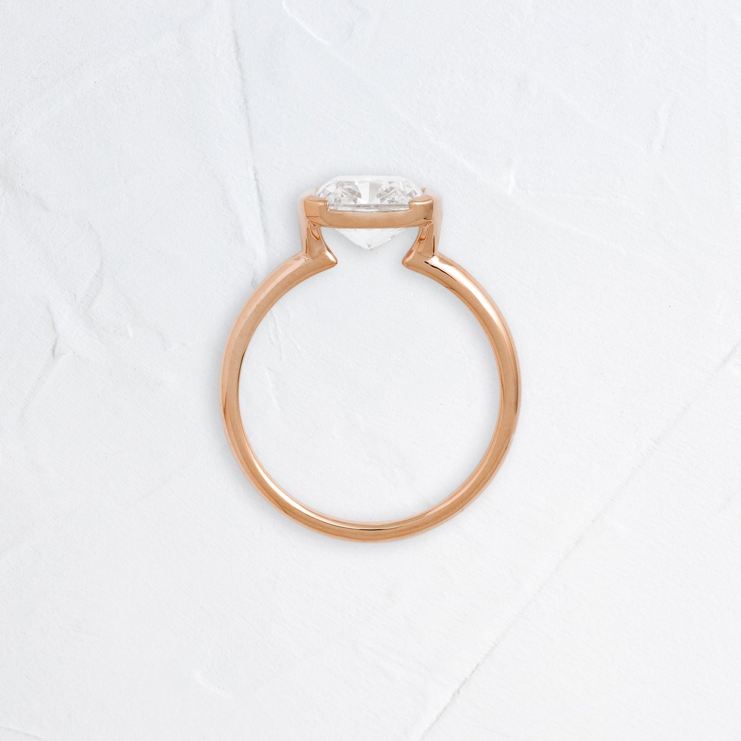 Half Bezel & East West-Elongated Cushion Lab Grown Diamond Engagement Ring - On model