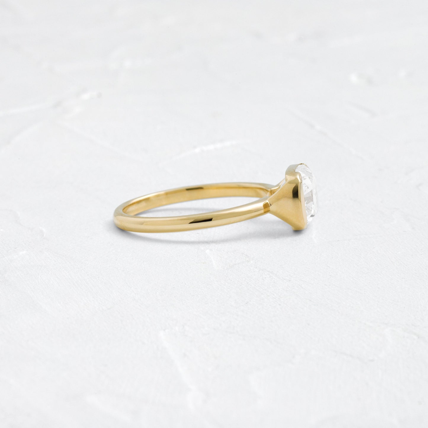 Half Bezel & East West-Elongated Cushion Lab Grown Diamond Engagement Ring - Side view