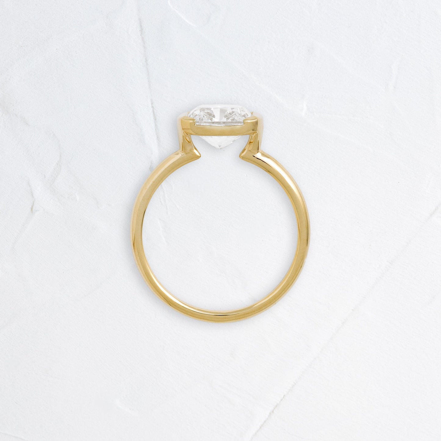 Half Bezel & East West-Elongated Cushion Lab Grown Diamond Engagement Ring - Back view
