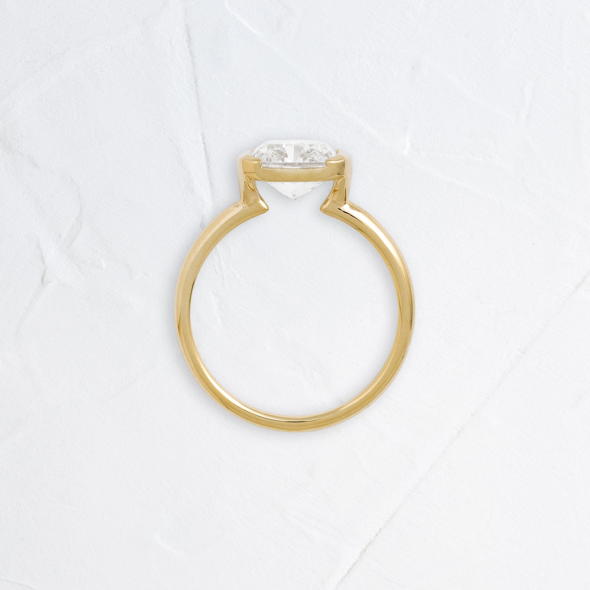 Half Bezel & East West-Elongated Cushion Lab Grown Diamond Engagement Ring - Back view