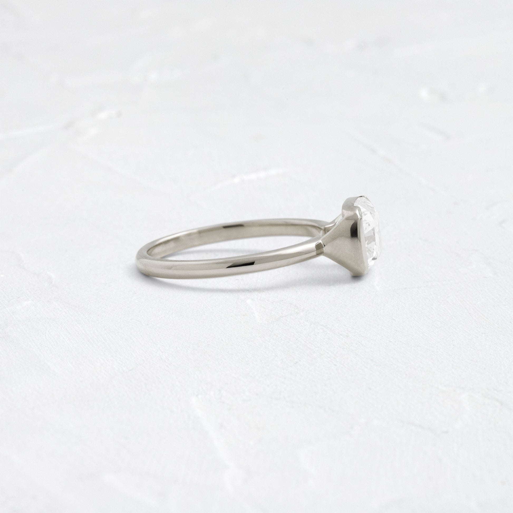 Half Bezel & East West-Elongated Cushion Lab Grown Diamond Engagement Ring - Lifestyle