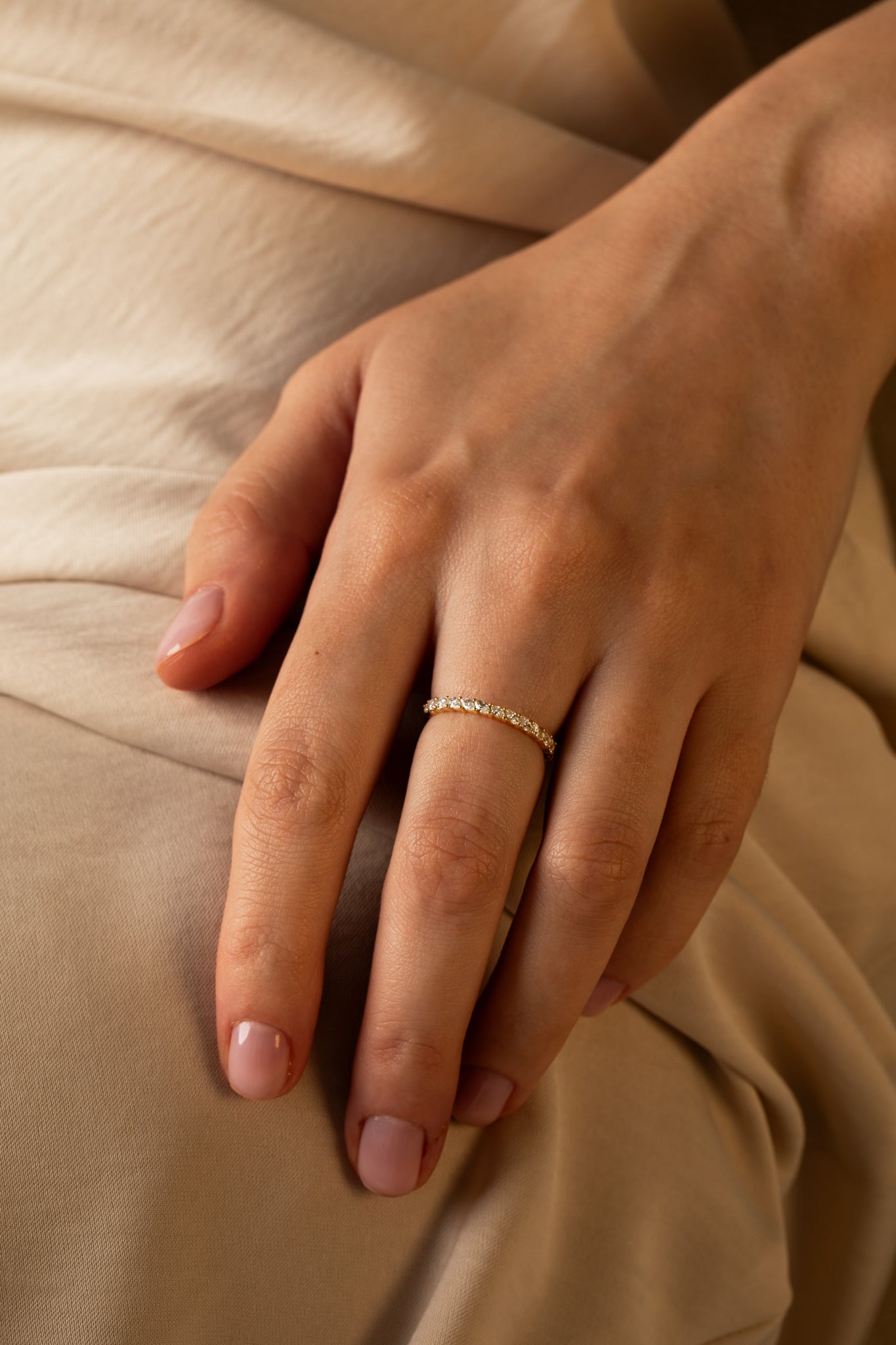 Half Eternity- 0.35 CT Marquise Lab Grown Diamond Wedding BandHalf Eternity- 0.35 CT Marquise Lab Grown Diamond Wedding Band - On model