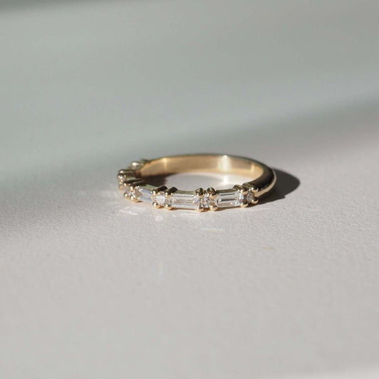 Half Eternity- 0.40 CT Baguette & Round Lab Grown Diamond Wedding BandHalf Eternity- 0.40 CT Baguette & Round Lab Grown Diamond Wedding Band - Front view