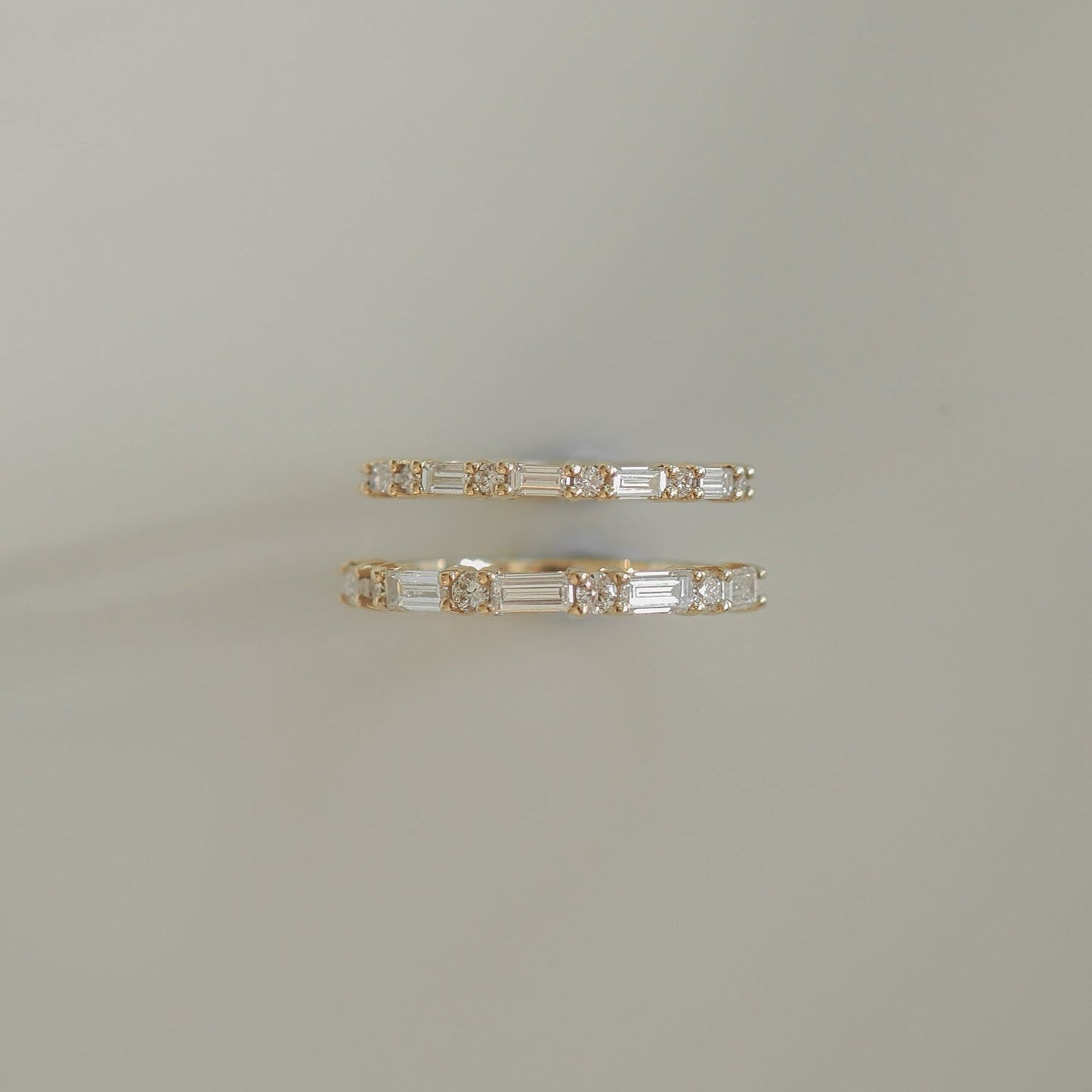 Half Eternity- 0.40 CT Baguette & Round Lab Grown Diamond Wedding BandHalf Eternity- 0.40 CT Baguette & Round Lab Grown Diamond Wedding Band - Side view