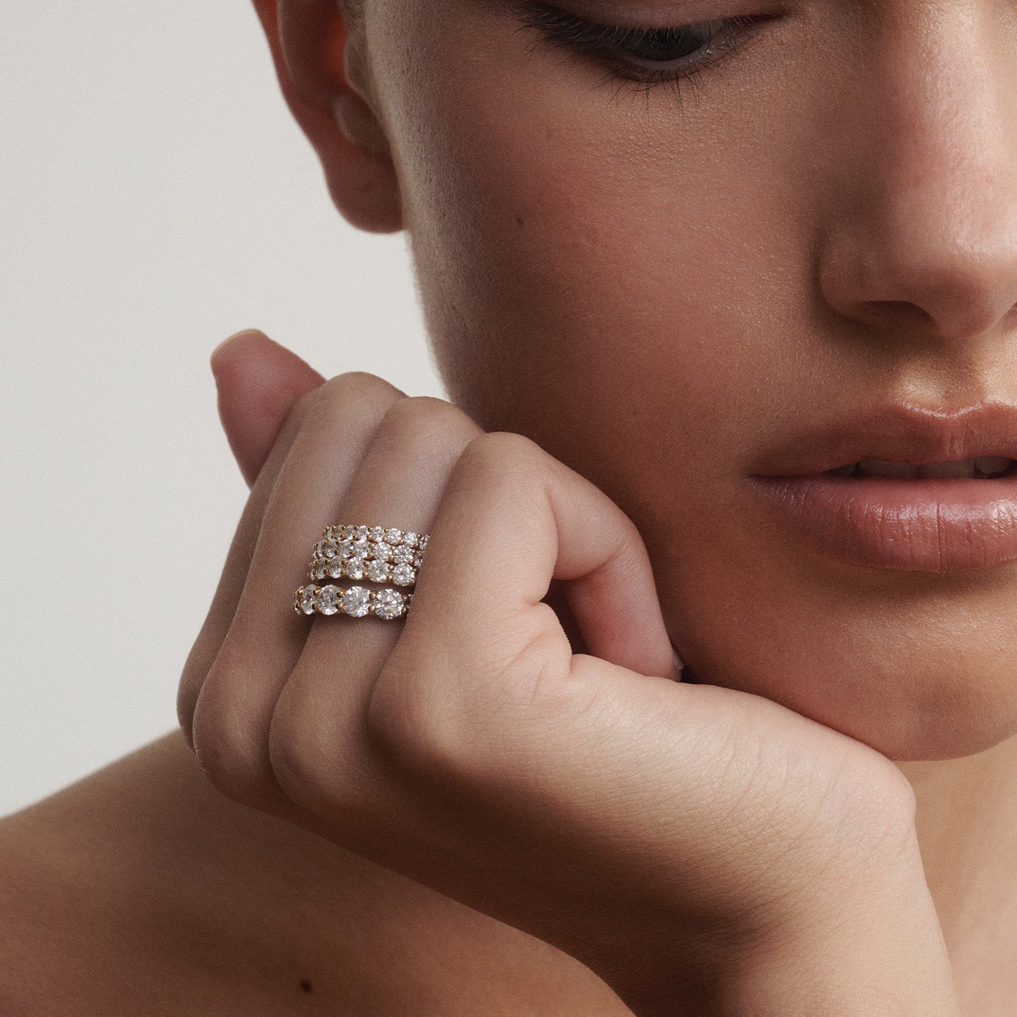 Half Eternity- 0.40 CT Round Lab Grown Diamond Wedding BandHalf Eternity- 0.40 CT Round Lab Grown Diamond Wedding Band - On model