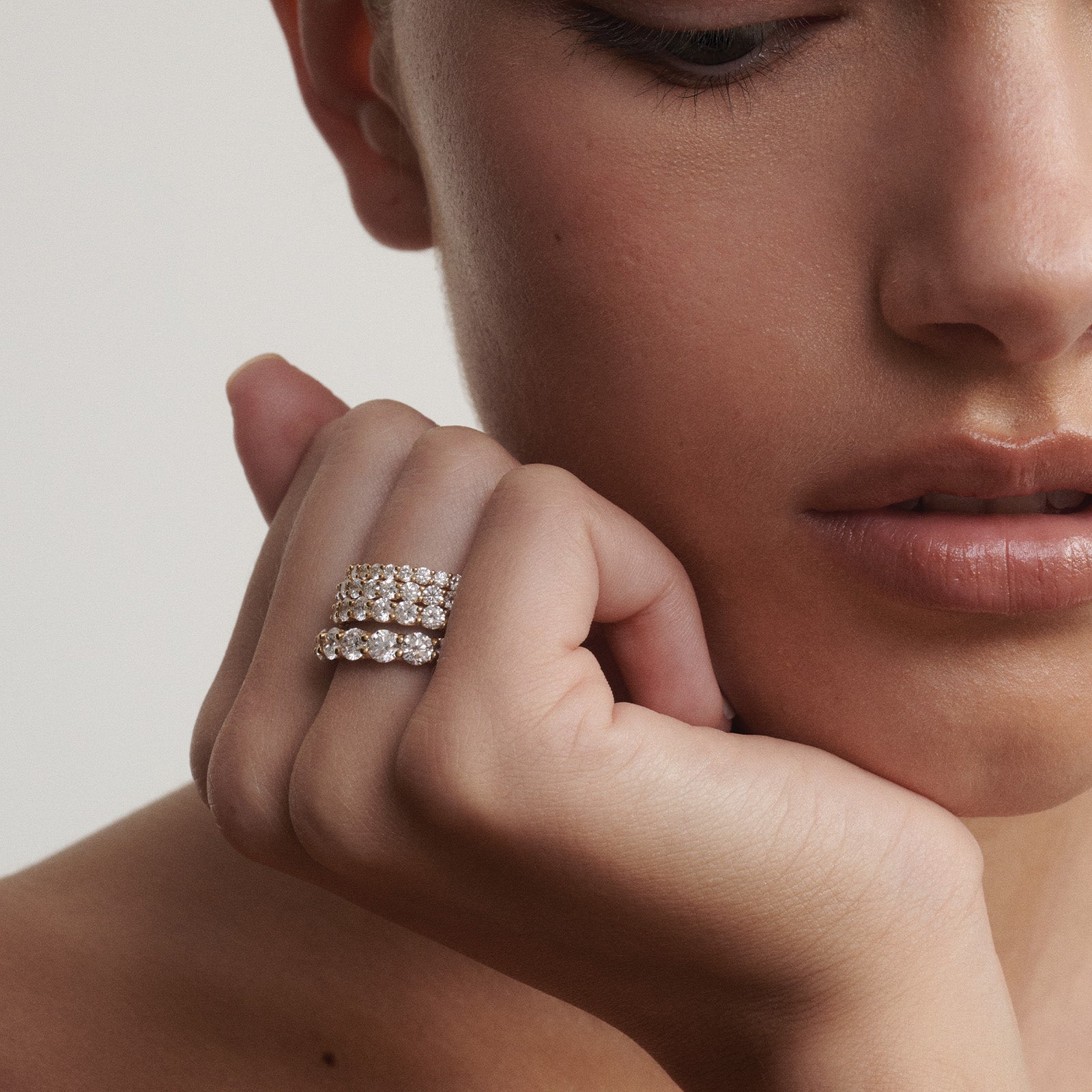 Half Eternity- 0.40 CT Round Lab Grown Diamond Wedding BandHalf Eternity- 0.40 CT Round Lab Grown Diamond Wedding Band - On model