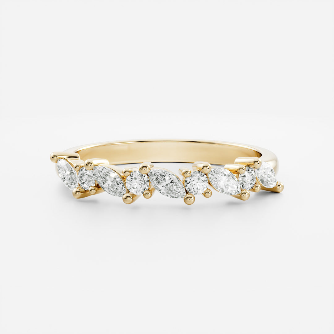 Half Eternity- 0.53 CT Round & Marquise Lab Grown Diamond Wedding BandHalf Eternity- 0.53 CT Round & Marquise Lab Grown Diamond Wedding Band - Front view
