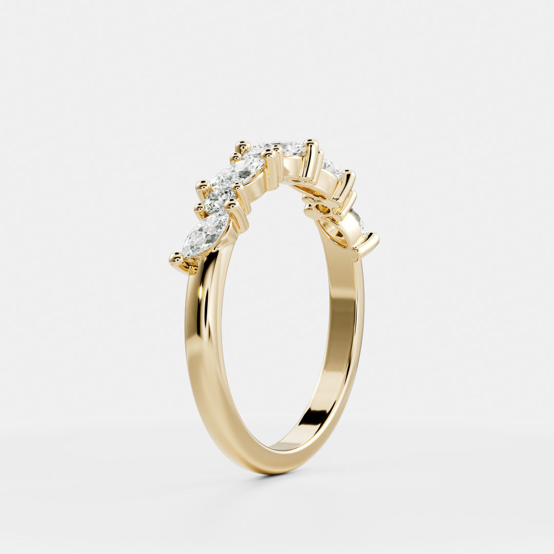 Half Eternity- 0.53 CT Round & Marquise Lab Grown Diamond Wedding BandHalf Eternity- 0.53 CT Round & Marquise Lab Grown Diamond Wedding Band - Front view