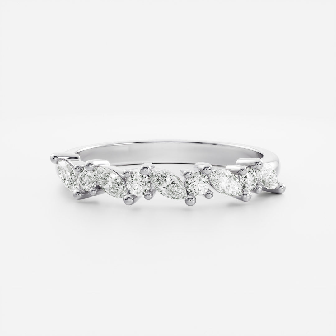 Half Eternity- 0.53 CT Round & Marquise Lab Grown Diamond Wedding BandHalf Eternity- 0.53 CT Round & Marquise Lab Grown Diamond Wedding Band - Back view
