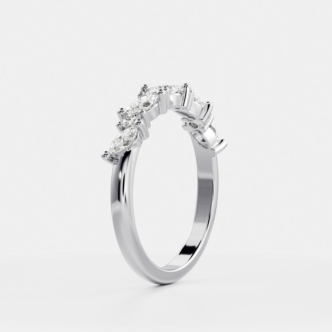 Half Eternity- 0.53 CT Round & Marquise Lab Grown Diamond Wedding BandHalf Eternity- 0.53 CT Round & Marquise Lab Grown Diamond Wedding Band - Detail view