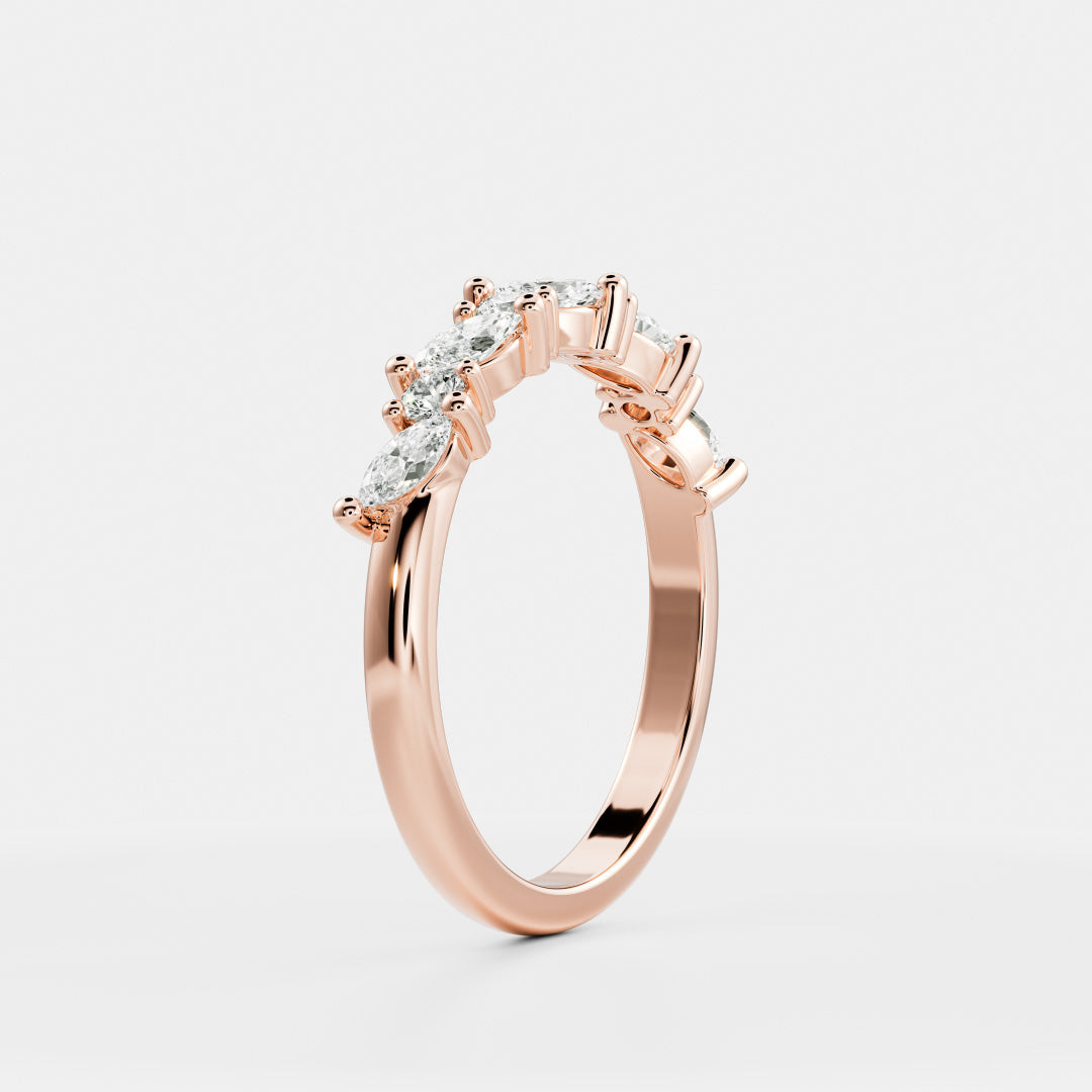 Half Eternity- 0.53 CT Round & Marquise Lab Grown Diamond Wedding BandHalf Eternity- 0.53 CT Round & Marquise Lab Grown Diamond Wedding Band - Front view