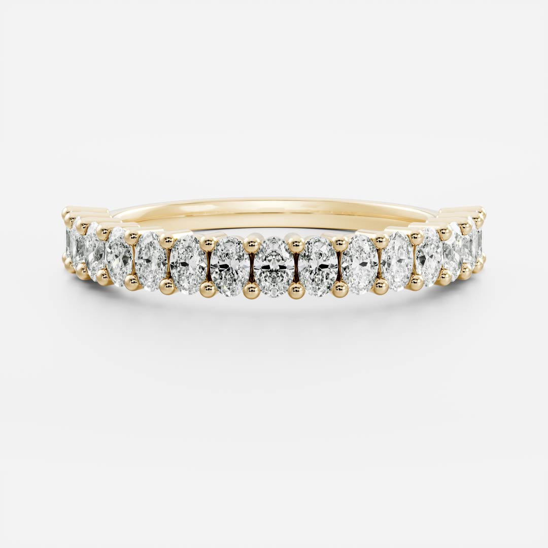 Half Eternity- 0.95 CT Oval Lab Grown Diamond Wedding BandHalf Eternity- 0.95 CT Oval Lab Grown Diamond Wedding Band - Front view