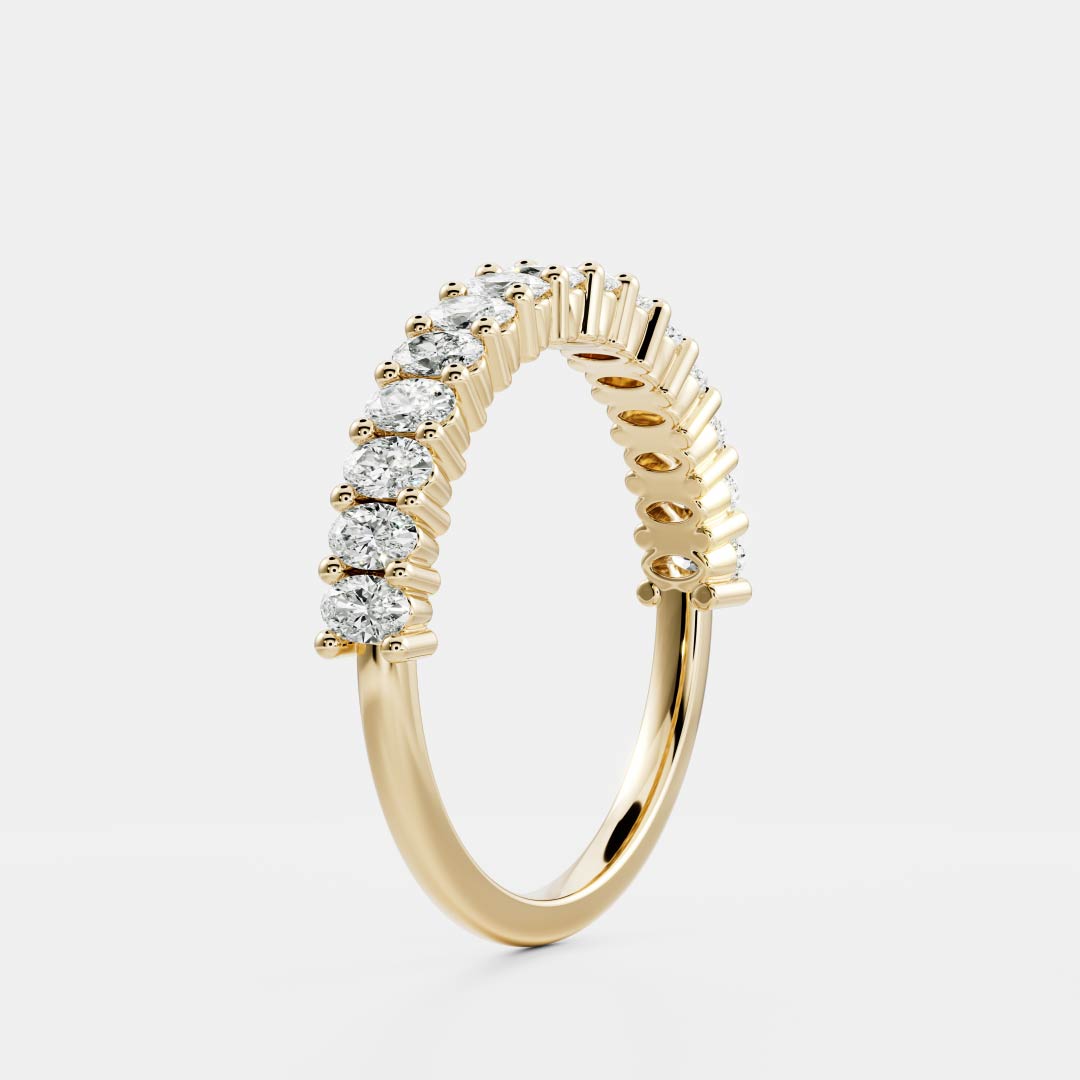Half Eternity- 0.95 CT Oval Lab Grown Diamond Wedding BandHalf Eternity- 0.95 CT Oval Lab Grown Diamond Wedding Band - Front view