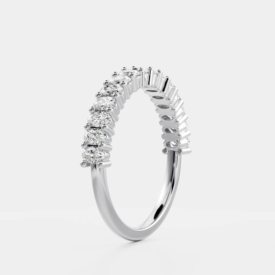 Half Eternity- 0.95 CT Oval Lab Grown Diamond Wedding BandHalf Eternity- 0.95 CT Oval Lab Grown Diamond Wedding Band - Detail view