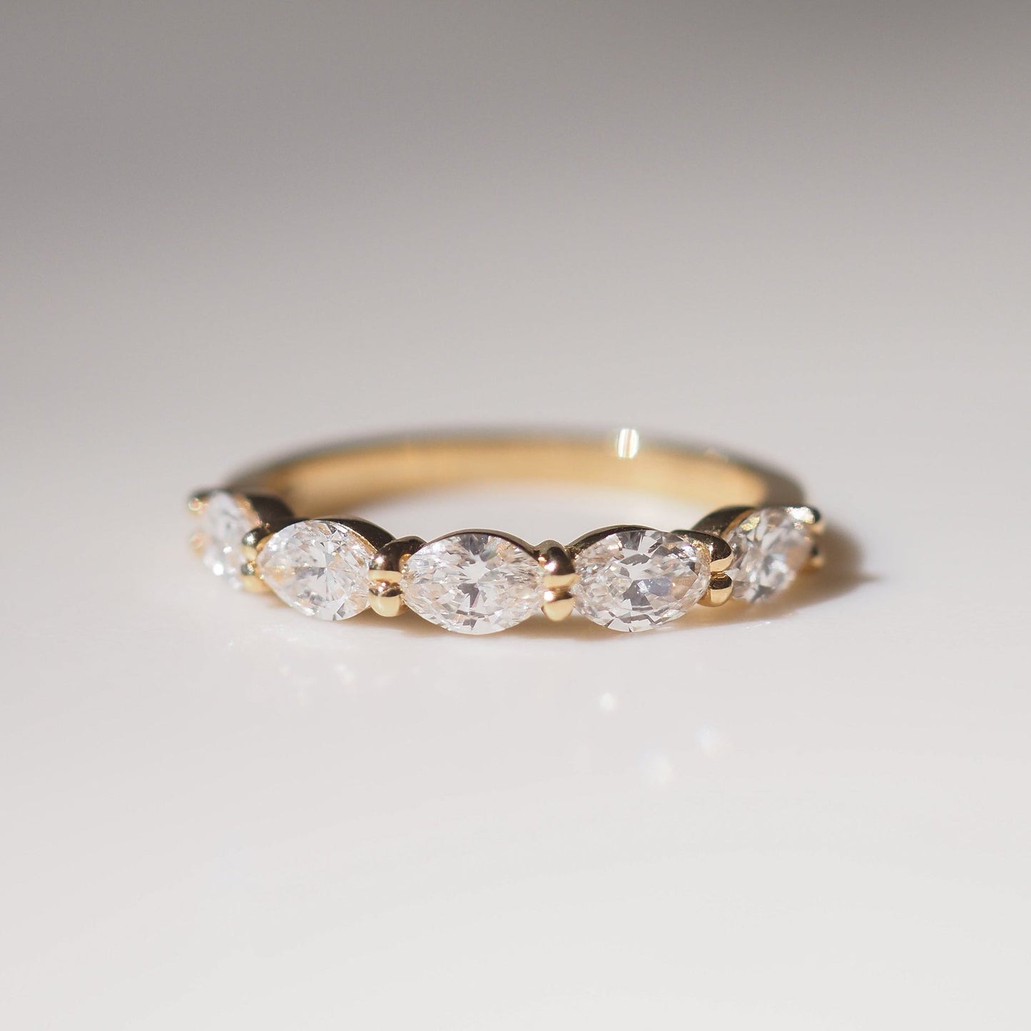 Half Eternity- 1.0 CT Marquise Lab Grown Diamond Wedding BandHalf Eternity- 1.0 CT Marquise Lab Grown Diamond Wedding Band - Front view