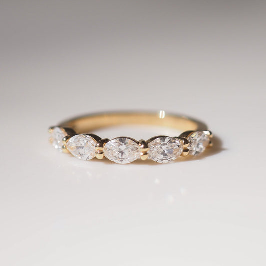 Half Eternity- 1.0 CT Marquise Lab Grown Diamond Wedding BandHalf Eternity- 1.0 CT Marquise Lab Grown Diamond Wedding Band - Front view