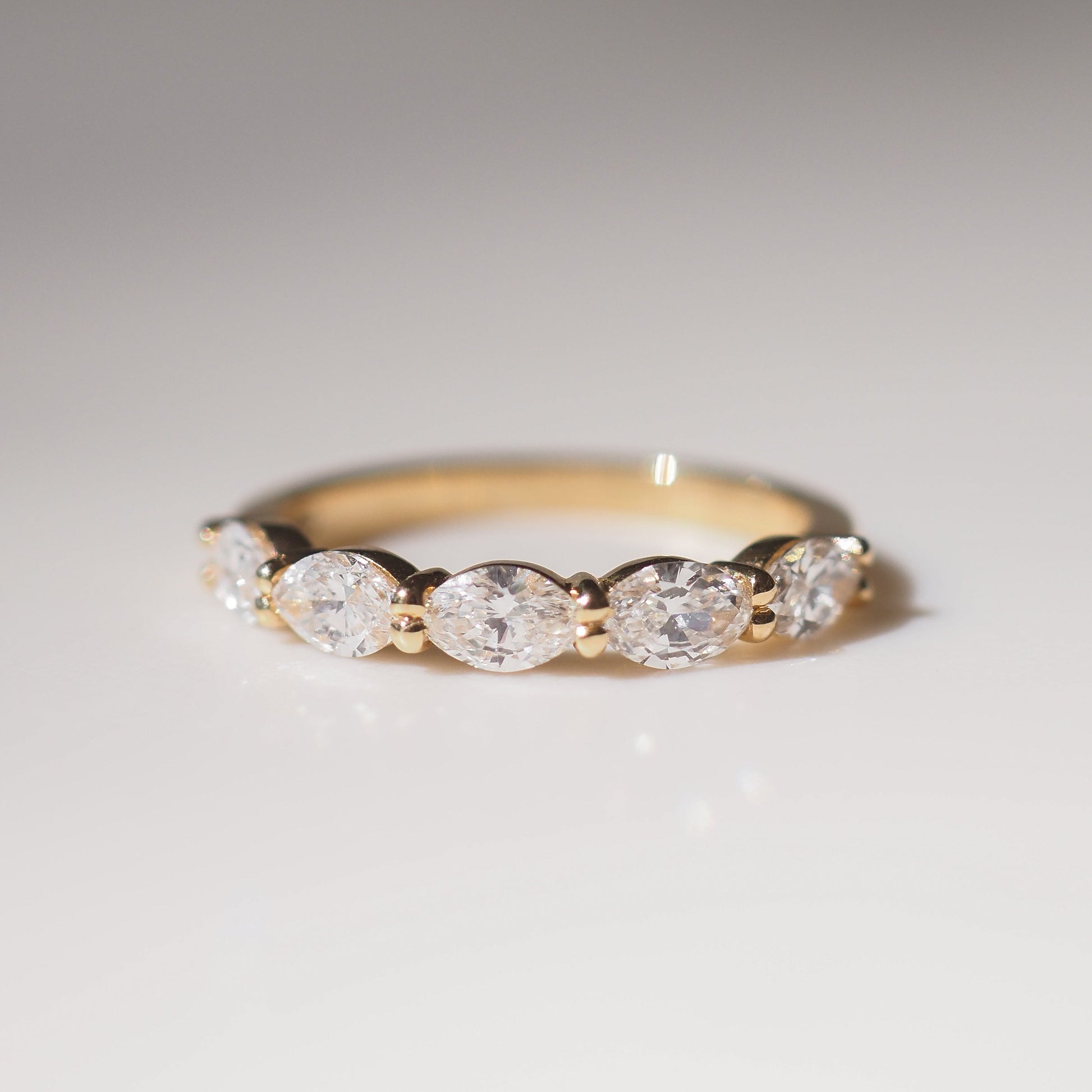 Half Eternity- 1.0 CT Marquise Lab Grown Diamond Wedding BandHalf Eternity- 1.0 CT Marquise Lab Grown Diamond Wedding Band - Front view