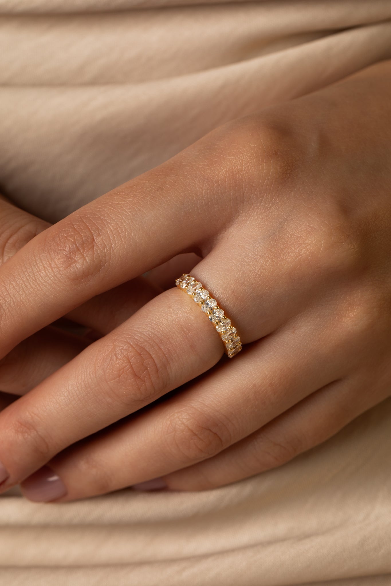 Half Eternity- 1.2 CT Oval Lab Grown Diamond Wedding BandHalf Eternity- 1.2 CT Oval Lab Grown Diamond Wedding Band - Back view
