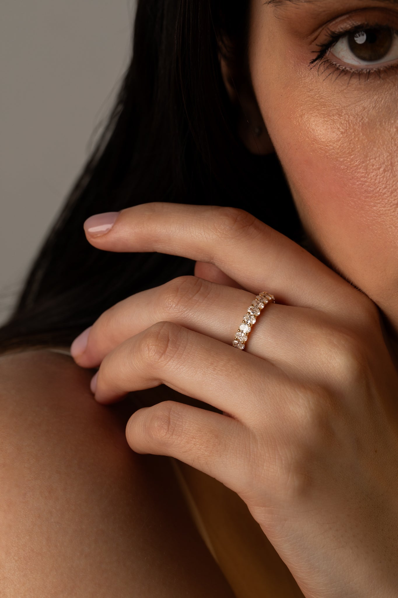 Half Eternity- 1.2 CT Oval Lab Grown Diamond Wedding BandHalf Eternity- 1.2 CT Oval Lab Grown Diamond Wedding Band - Detail view