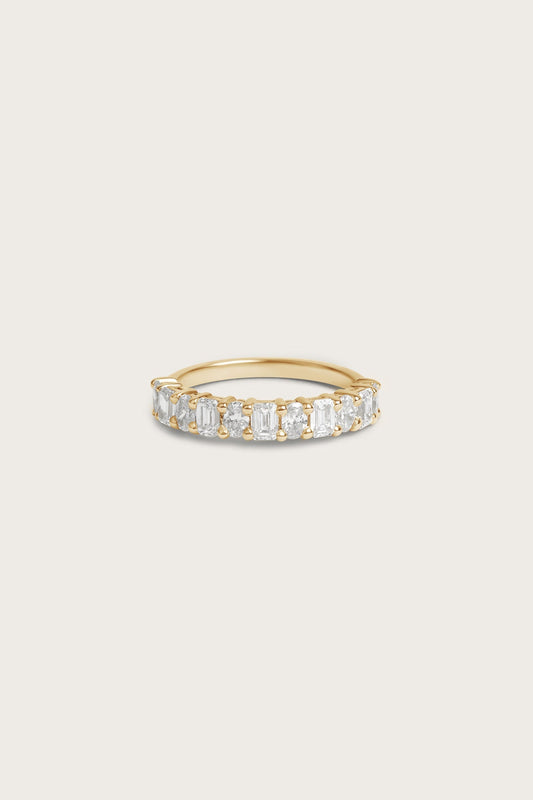 Half Eternity- 1.29 CT Oval & Emerald Cut Lab Grown Diamond Wedding BandHalf Eternity- 1.29 CT Oval & Emerald Cut Lab Grown Diamond Wedding Band - Front view