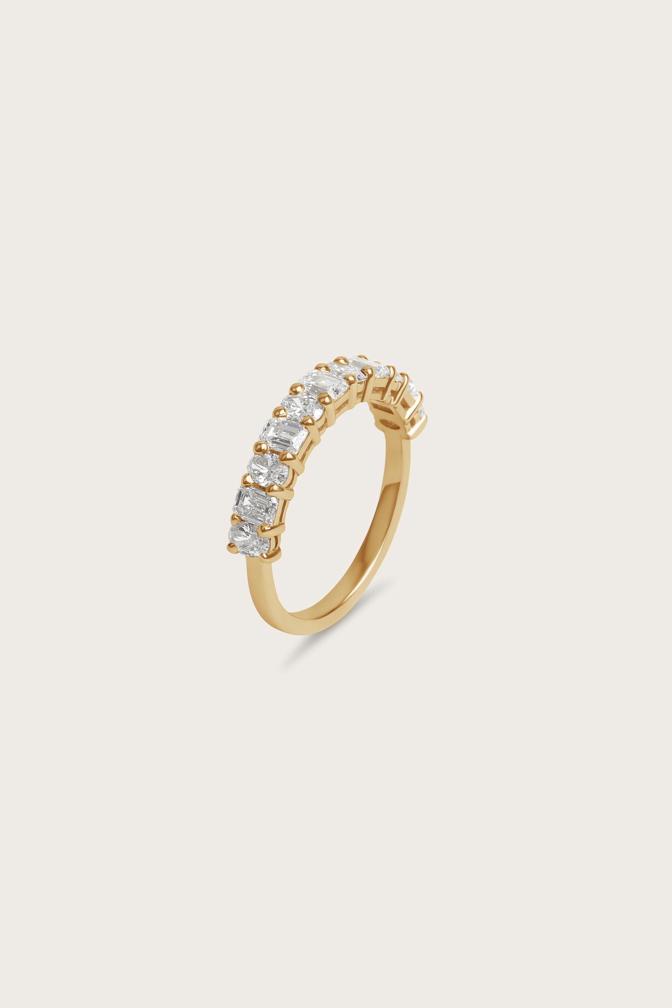Half Eternity- 1.29 CT Oval & Emerald Cut Lab Grown Diamond Wedding BandHalf Eternity- 1.29 CT Oval & Emerald Cut Lab Grown Diamond Wedding Band - Front view