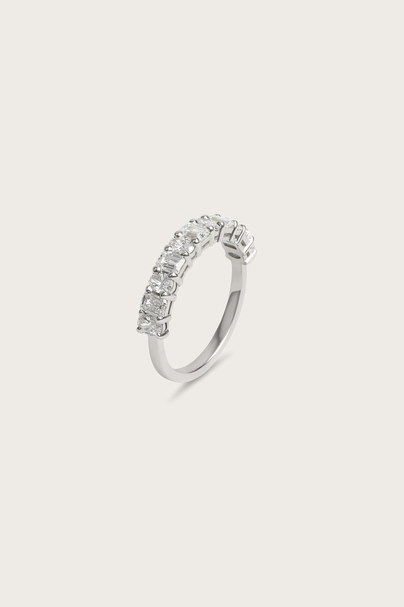 Half Eternity- 1.29 CT Oval & Emerald Cut Lab Grown Diamond Wedding BandHalf Eternity- 1.29 CT Oval & Emerald Cut Lab Grown Diamond Wedding Band - Detail view
