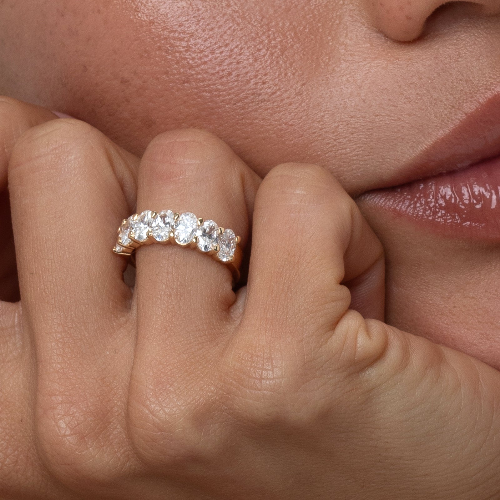 Half Eternity- 1.6 CT Oval Lab Grown Diamond Wedding BandHalf Eternity- 1.6 CT Oval Lab Grown Diamond Wedding Band - Front view