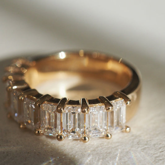 Half Eternity- 3.3 CT Emerald Lab Grown Diamond Wedding BandHalf Eternity- 3.3 CT Emerald Lab Grown Diamond Wedding Band - Front view