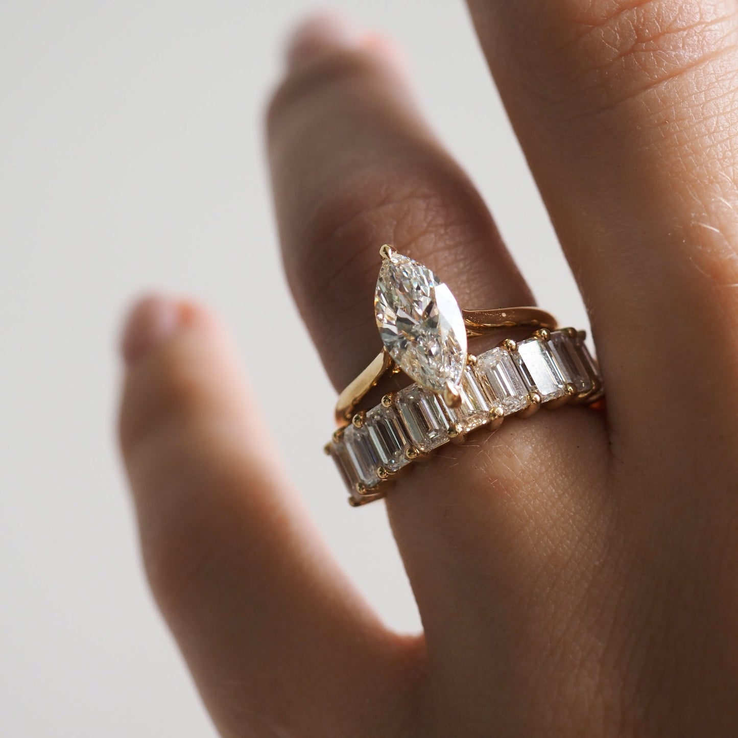 Half Eternity- 3.3 CT Emerald Lab Grown Diamond Wedding BandHalf Eternity- 3.3 CT Emerald Lab Grown Diamond Wedding Band - Lifestyle