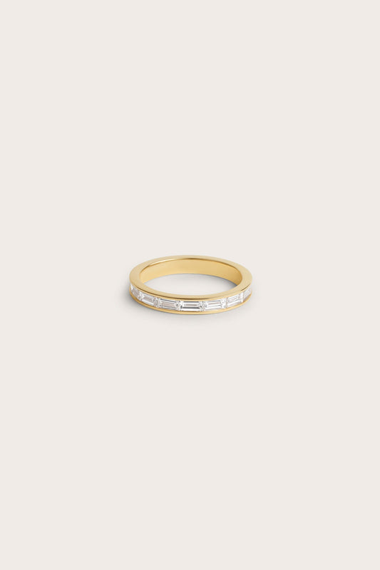 Half Eternity Channel Set- 0.90 CT Baguette Lab Grown Diamond Wedding BandHalf Eternity Channel Set- 0.90 CT Baguette Lab Grown Diamond Wedding Band - Front view