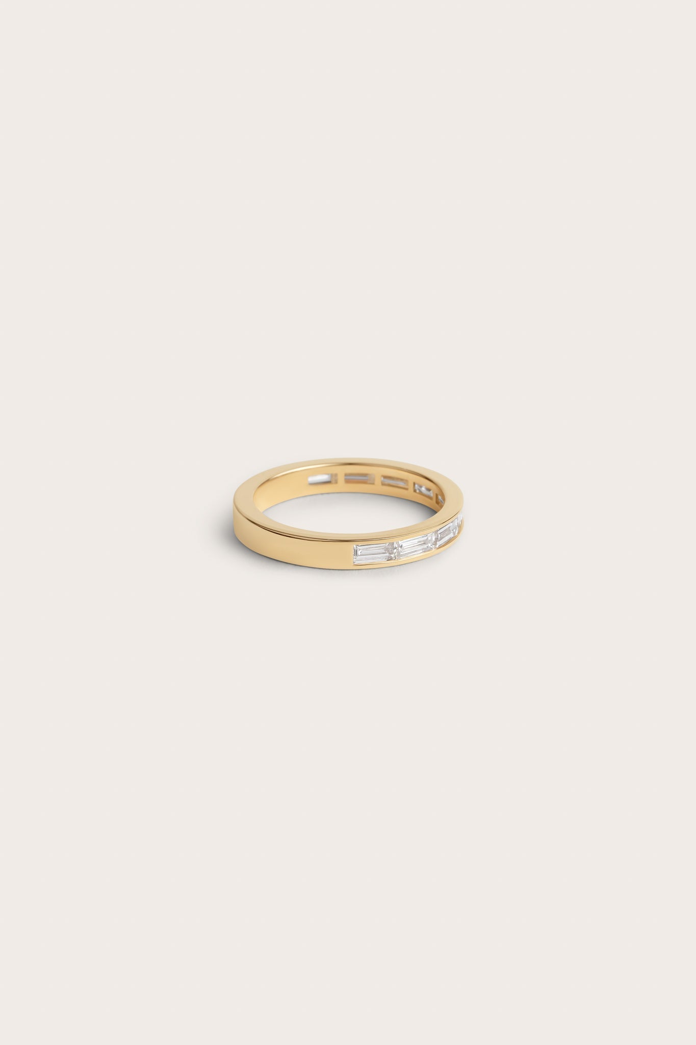 Half Eternity Channel Set- 0.90 CT Baguette Lab Grown Diamond Wedding BandHalf Eternity Channel Set- 0.90 CT Baguette Lab Grown Diamond Wedding Band - Side view