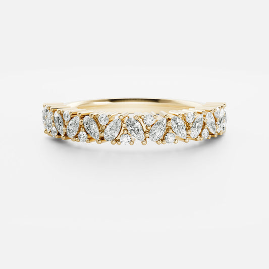 Half Eternity Cluster- 1.9 CT Pear & Round Lab Grown Diamond Wedding BandHalf Eternity Cluster- 1.9 CT Pear & Round Lab Grown Diamond Wedding Band - Front view