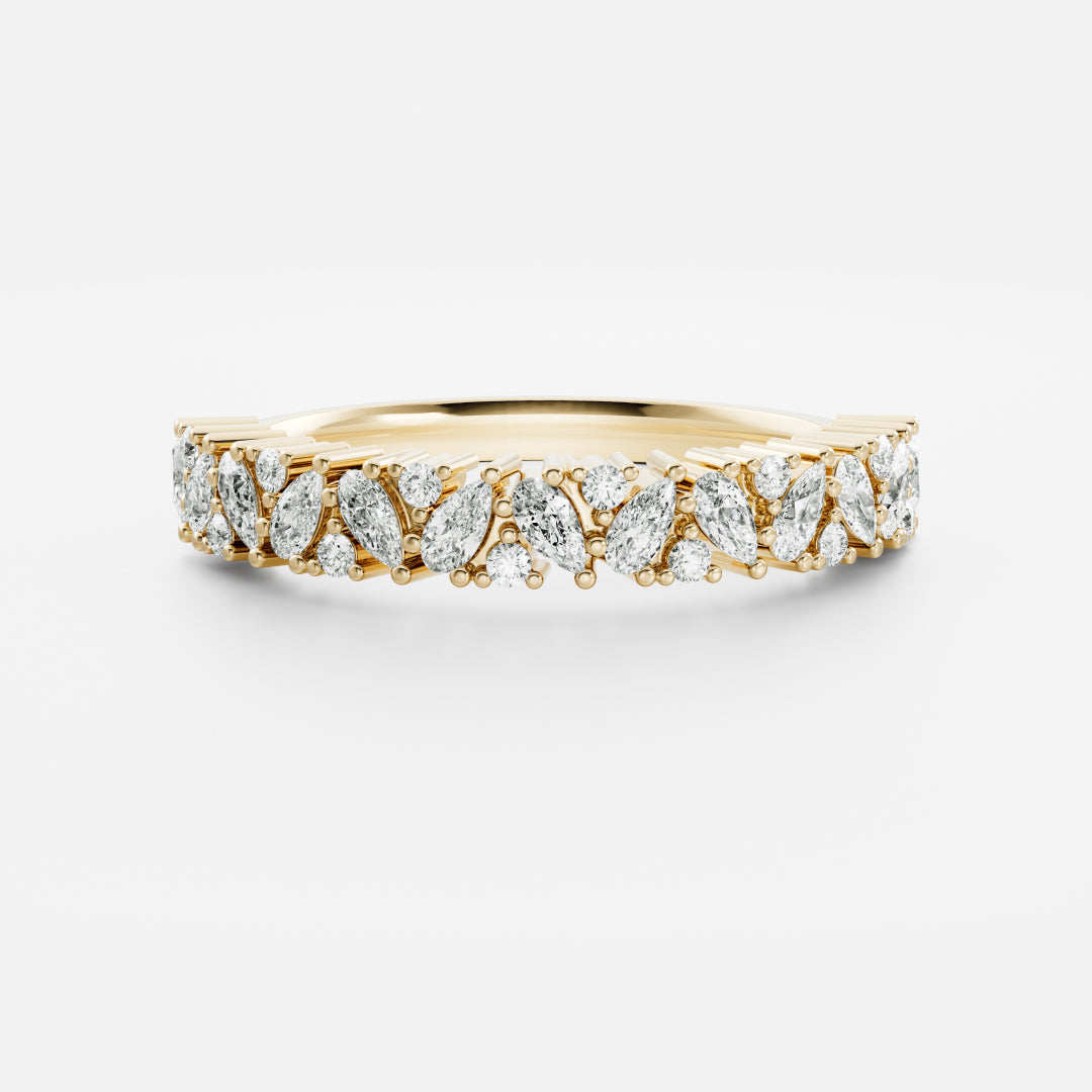 Half Eternity Cluster- 1.9 CT Pear & Round Lab Grown Diamond Wedding BandHalf Eternity Cluster- 1.9 CT Pear & Round Lab Grown Diamond Wedding Band - Front view