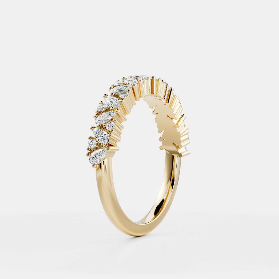 Half Eternity Cluster- 1.9 CT Pear & Round Lab Grown Diamond Wedding BandHalf Eternity Cluster- 1.9 CT Pear & Round Lab Grown Diamond Wedding Band - Front view