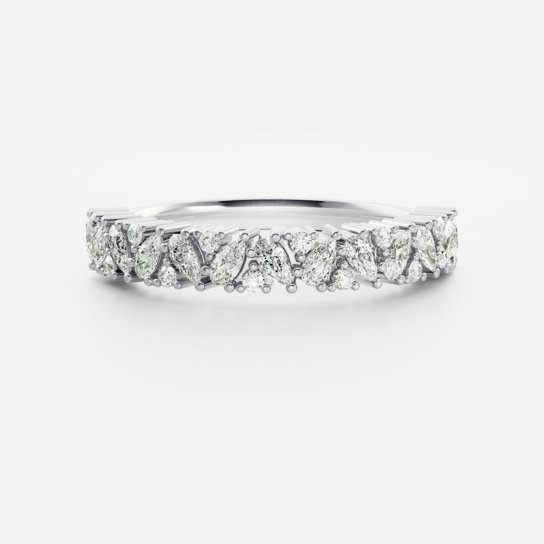 Half Eternity Cluster- 1.9 CT Pear & Round Lab Grown Diamond Wedding BandHalf Eternity Cluster- 1.9 CT Pear & Round Lab Grown Diamond Wedding Band - Side view