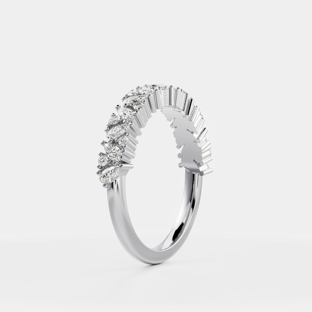 Half Eternity Cluster- 1.9 CT Pear & Round Lab Grown Diamond Wedding BandHalf Eternity Cluster- 1.9 CT Pear & Round Lab Grown Diamond Wedding Band - Back view
