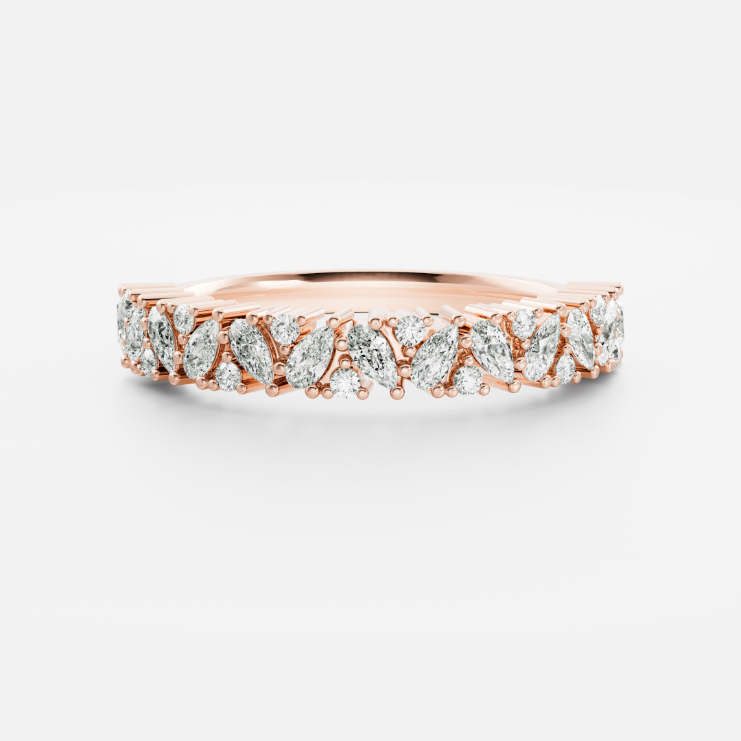 Half Eternity Cluster- 1.9 CT Pear & Round Lab Grown Diamond Wedding BandHalf Eternity Cluster- 1.9 CT Pear & Round Lab Grown Diamond Wedding Band - Detail view