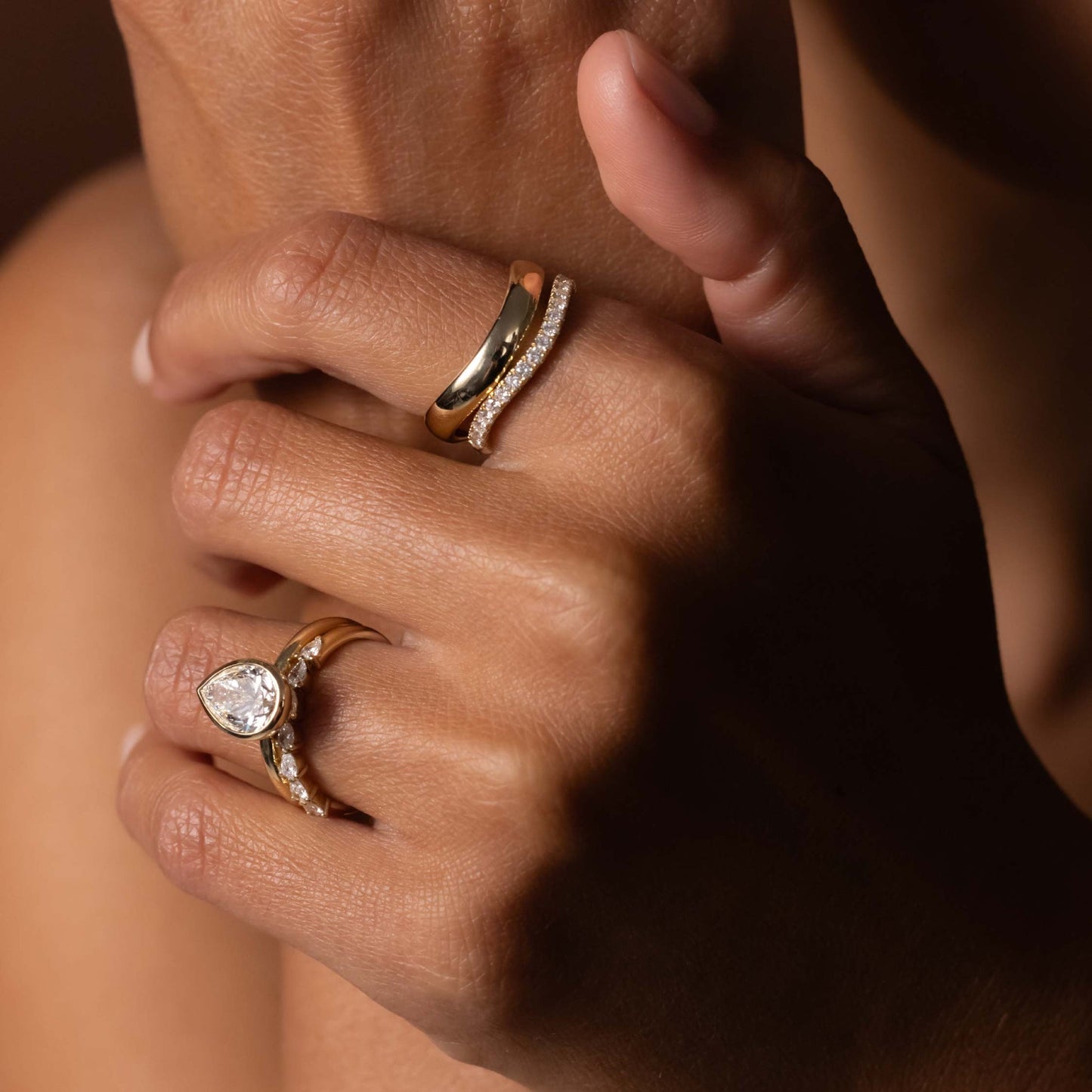 Half Eternity Curved- 0.45 CT Round Lab Grown Diamond Wedding BandHalf Eternity Curved- 0.45 CT Round Lab Grown Diamond Wedding Band - On model