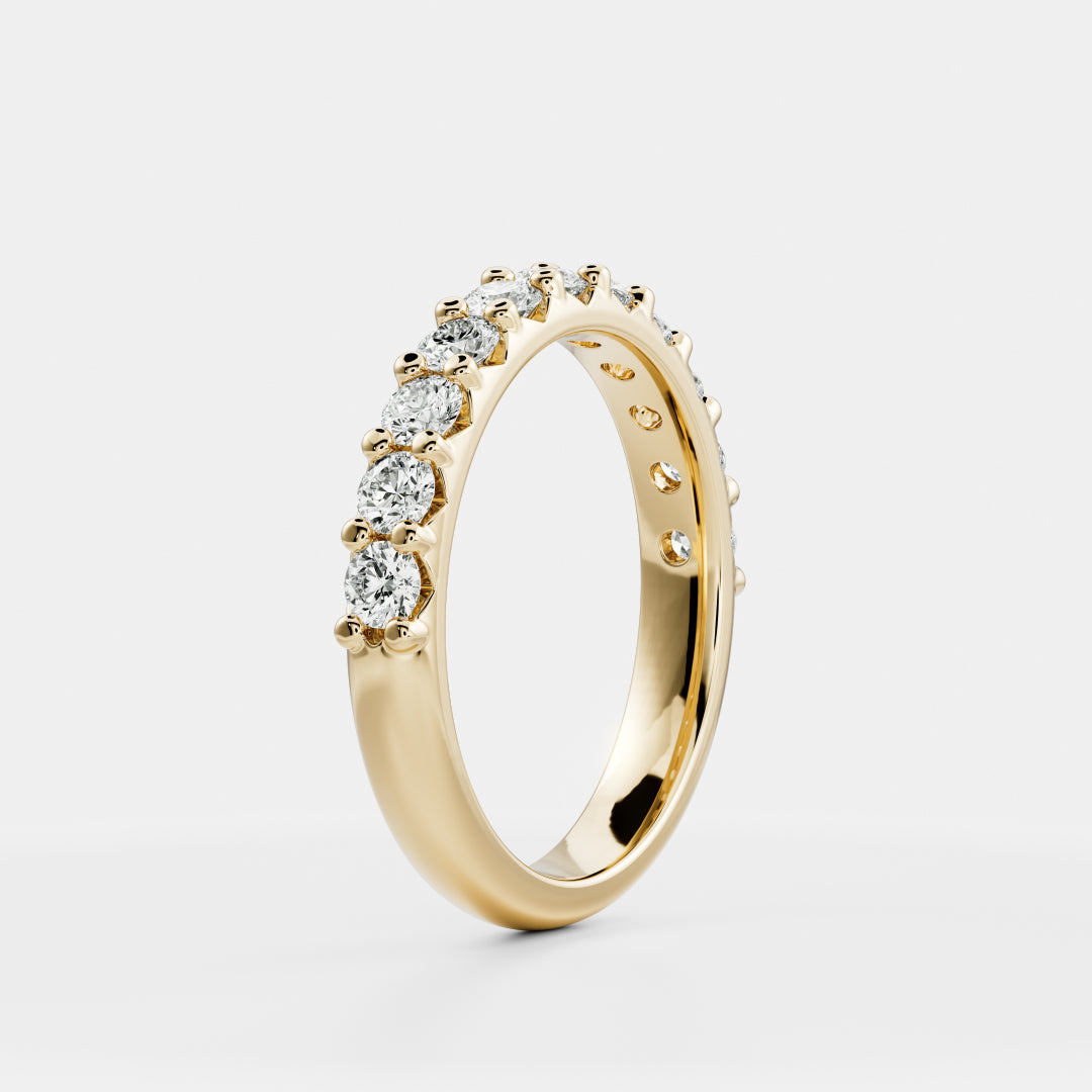 Half Eternity Pave Style- 0.80 CT Round Lab Grown Diamond Wedding BandHalf Eternity Pave Style- 0.80 CT Round Lab Grown Diamond Wedding Band - Front view